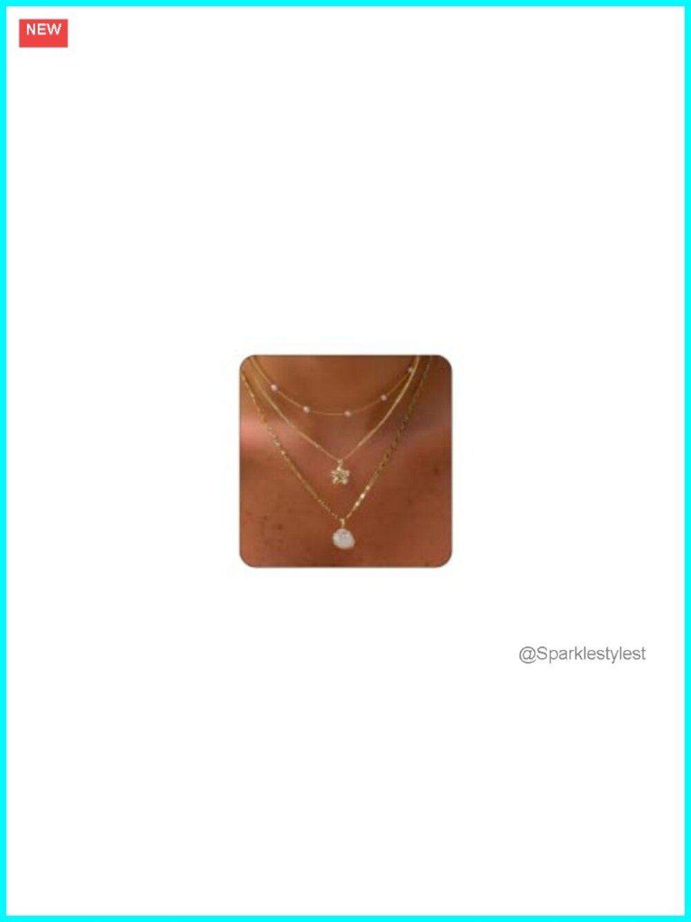14K Gold Plated Waterproof Necklace Set of 3 Layering Pendant Necklaces